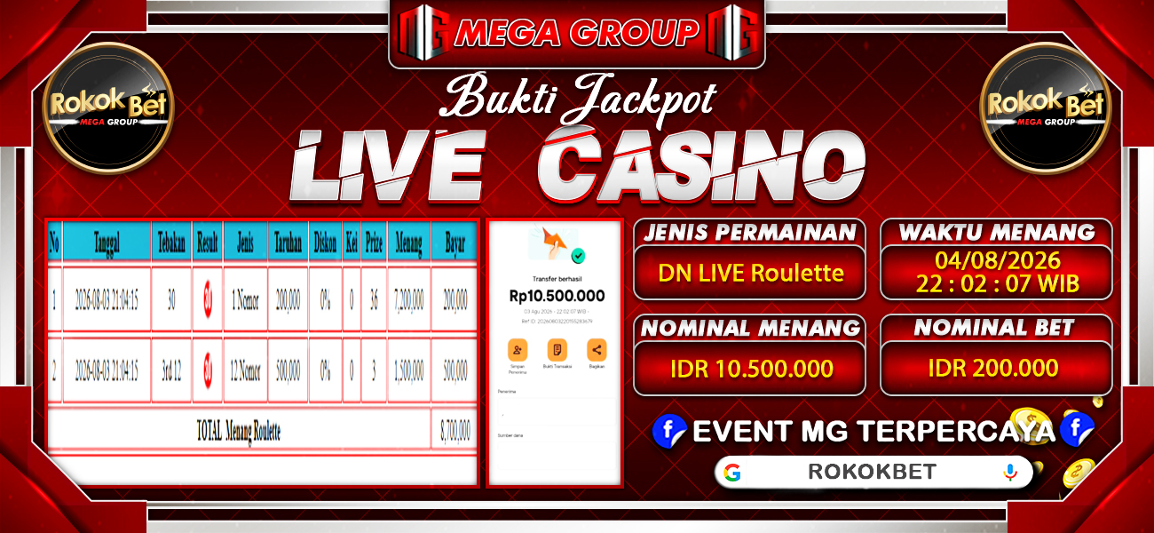 Bukti JP situs Rokokbet hari Selasa, 04 Agustus 2026