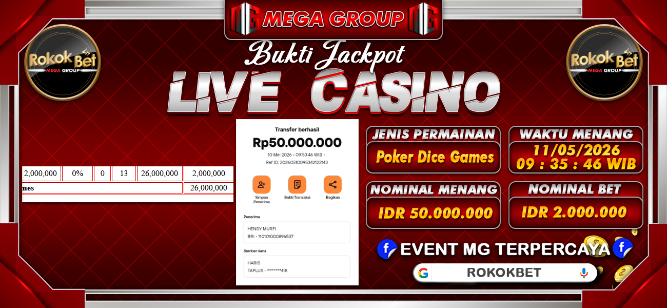 Bukti JP situs Rokokbet hari Senin, 11 Mei 2026