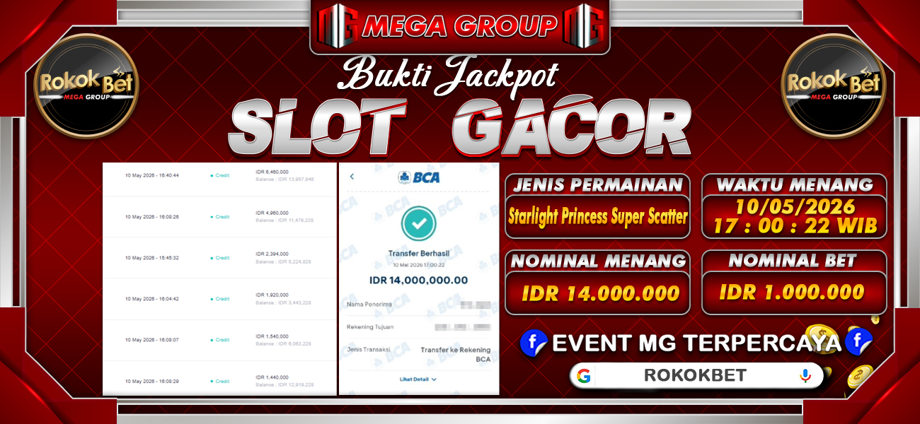Bukti JP situs Rokokbet hari Senin, 11 Mei 2026