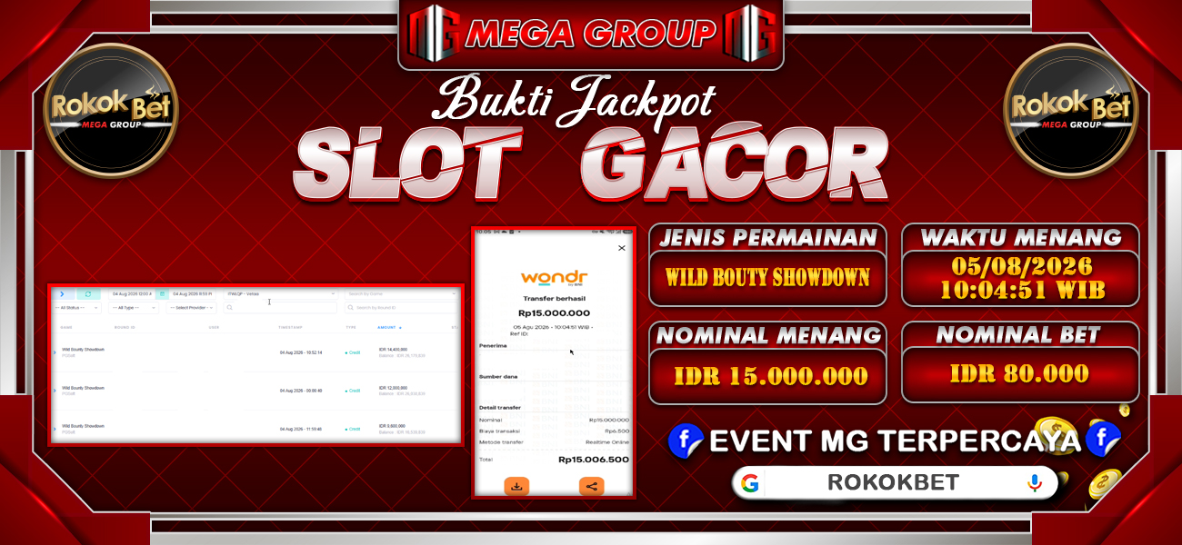Bukti JP situs Rokokbet hari Rabu, 05 Agustus 2026