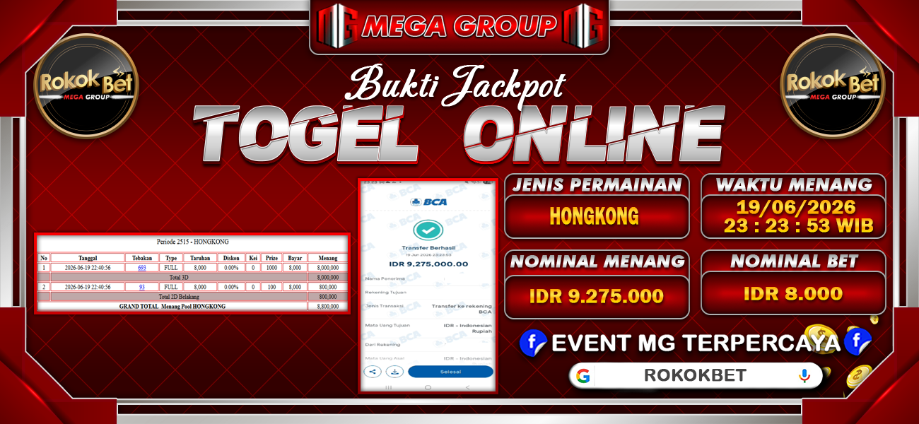 Bukti JP situs Rokokbet hari Jumat, 19 Juni 2026