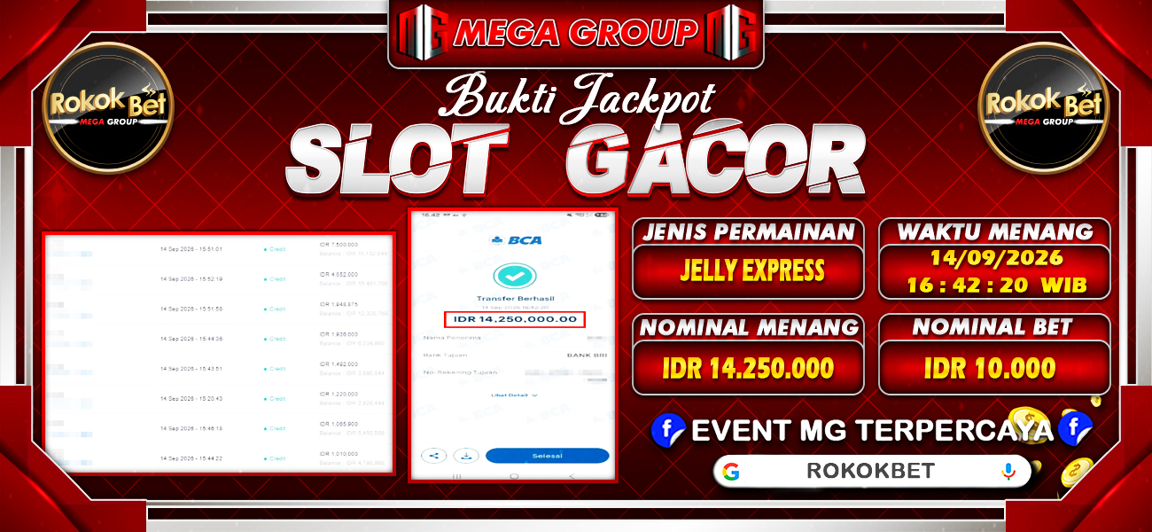 Bukti JP situs Rokokbet hari Senin, 14 September 2026