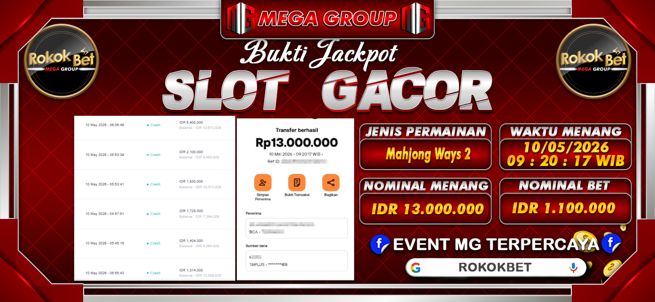 Bukti JP situs Rokokbet hari Senin, 11 Mei 2026