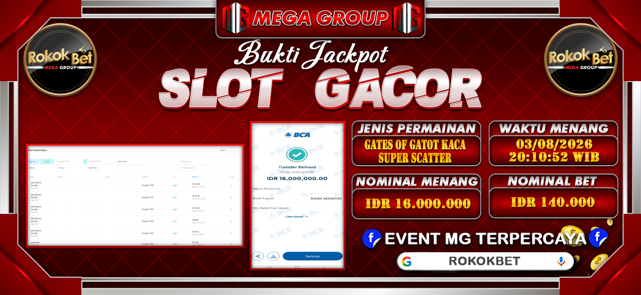 Bukti JP situs Rokokbet hari Senin, 03 Agustus 2026
