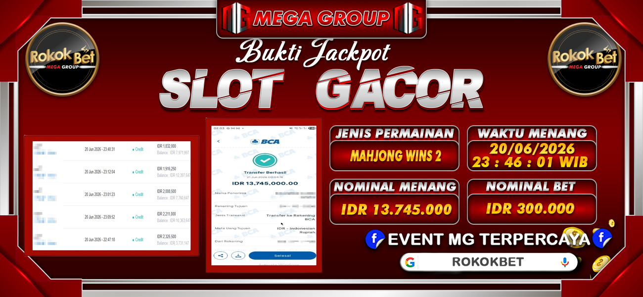 Bukti JP situs Rokokbet hari Minggu, 21 Juni 2026