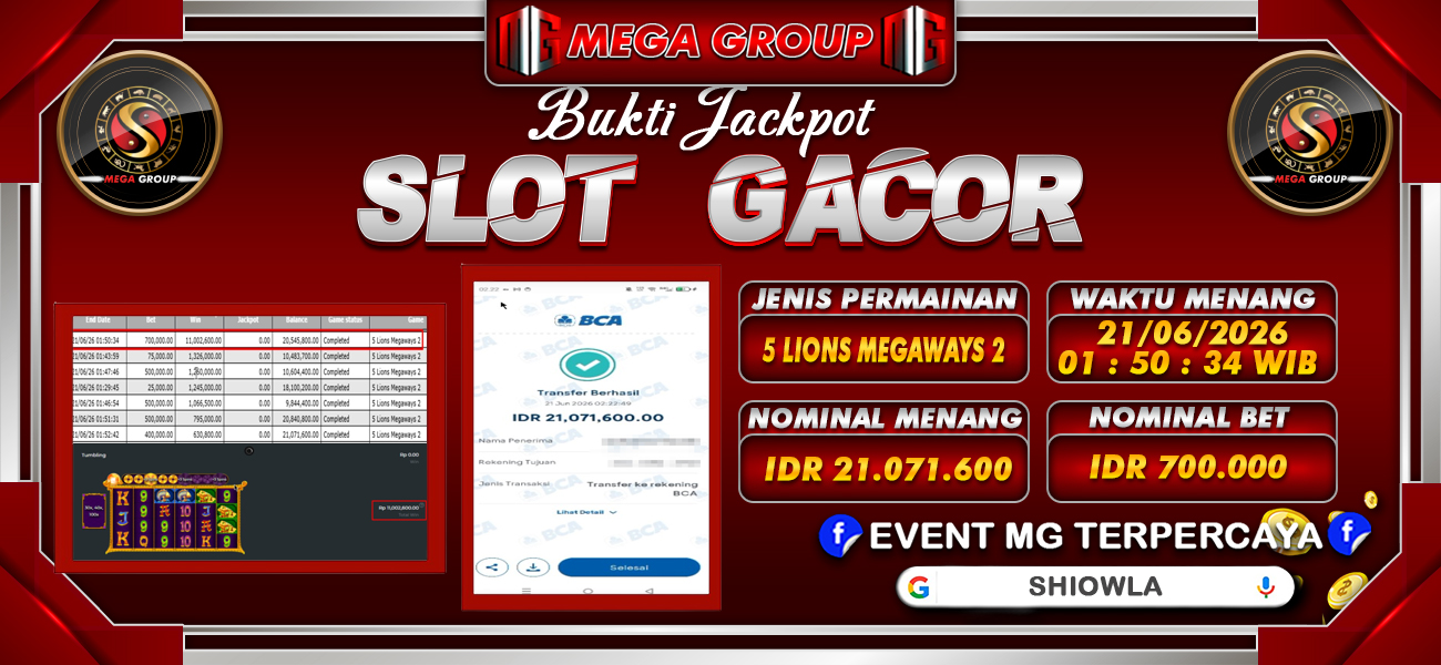 Bukti JP situs Shiowla hari Minggu, 21 Juni 2026