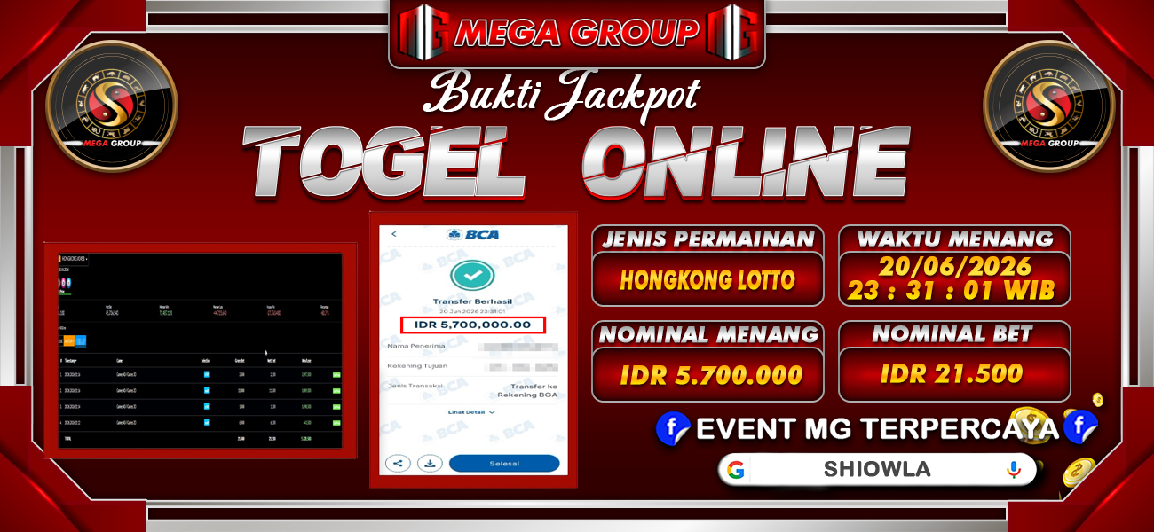 Bukti JP situs Shiowla hari Minggu, 21 Juni 2026
