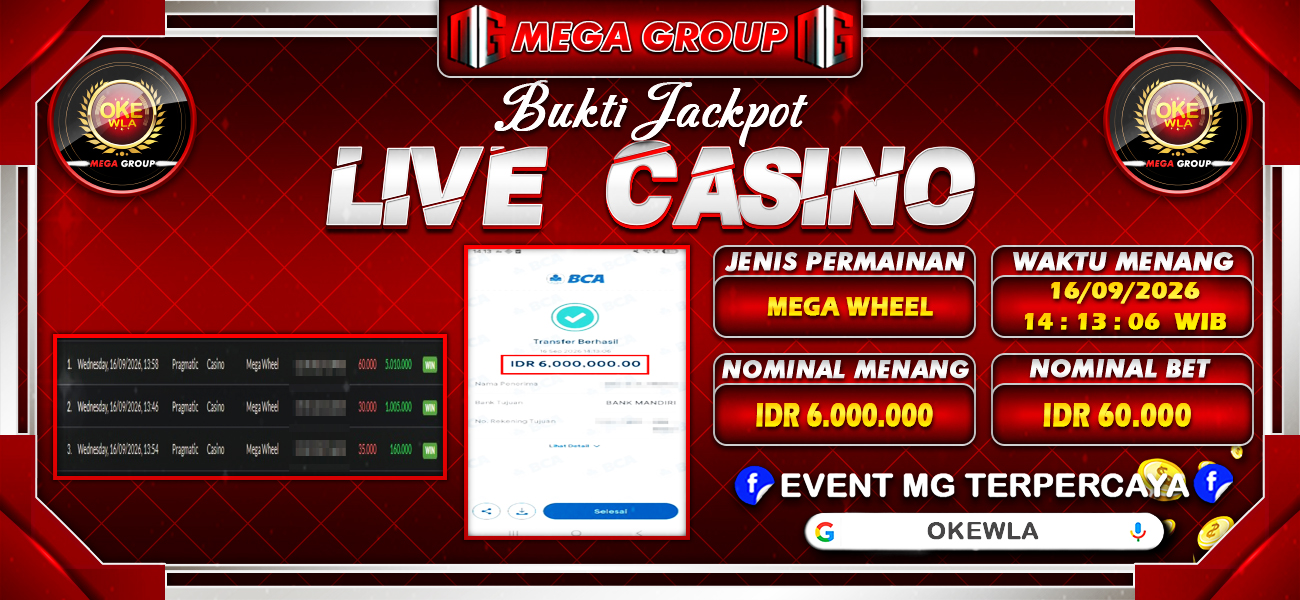 Bukti JP situs Okewla hari Rabu, 16 September 2026