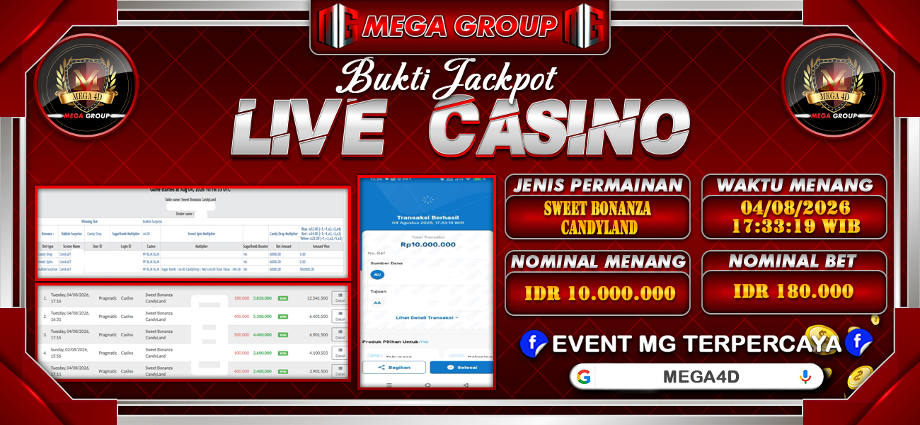 Bukti JP situs Mega4D hari Selasa, 04 Agustus 2026