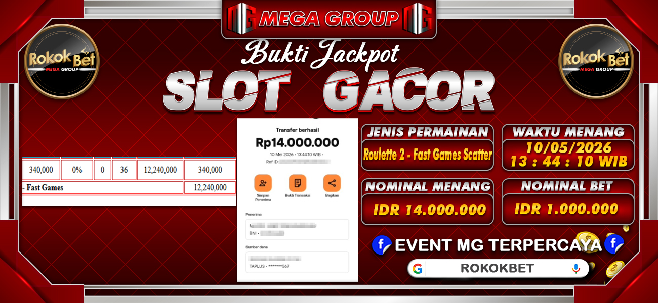 Bukti JP situs Rokokbet hari Senin, 11 Mei 2026