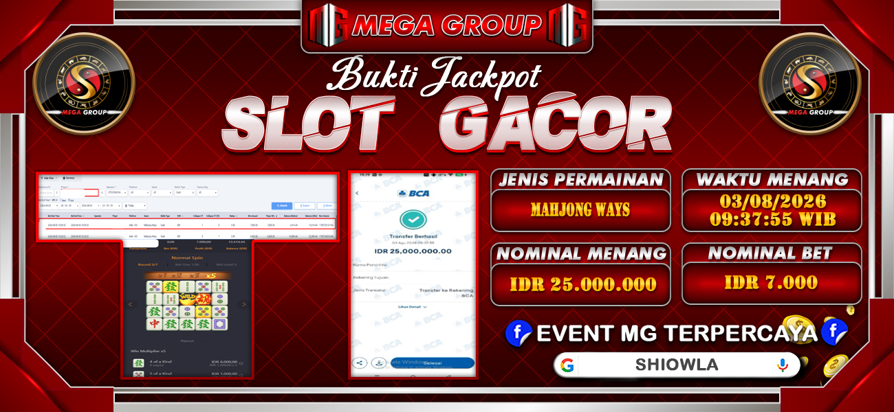 Bukti JP situs Shiowla hari Senin, 03 Agustus 2026