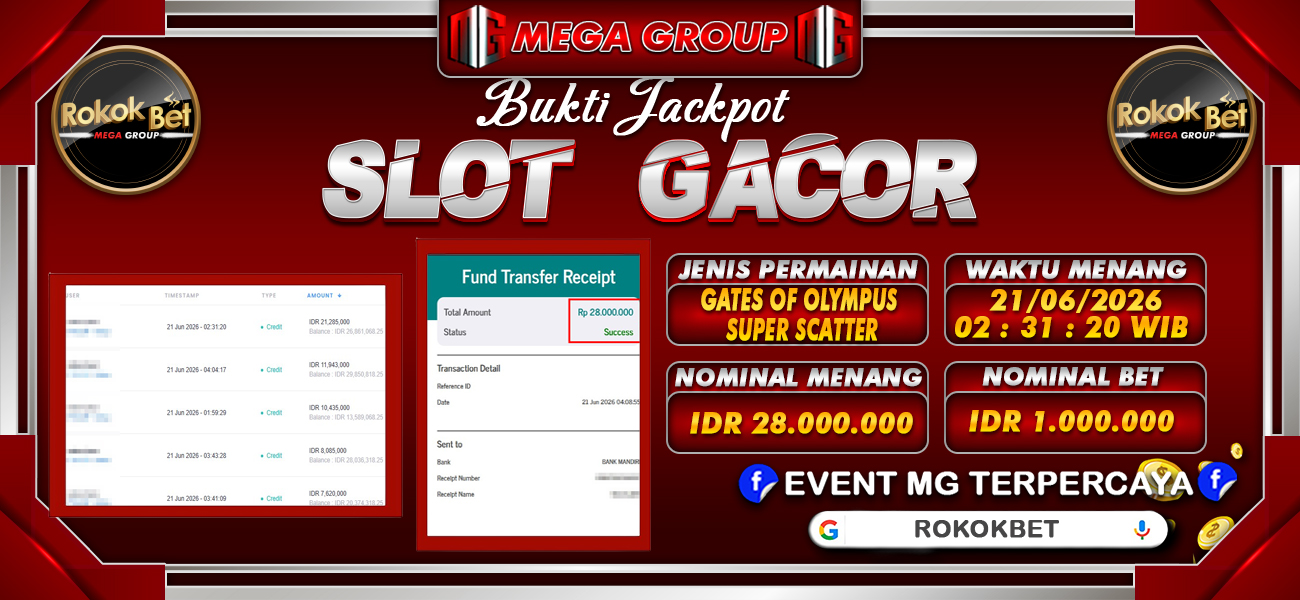 Bukti JP situs Rokokbet hari Minggu, 21 Juni 2026