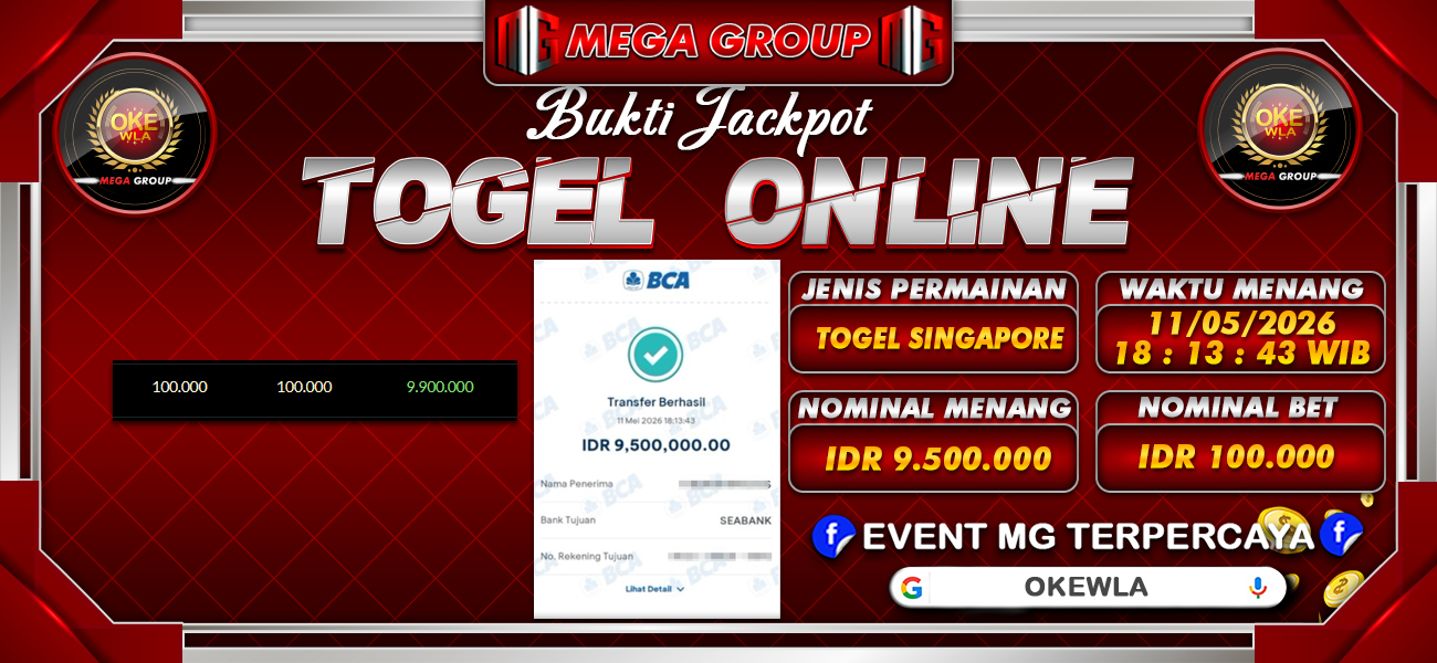 Bukti JP situs Okewla hari Senin, 11 Mei 2026